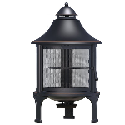 Hello Outdoors Cooking Fire Pit FP1129S Black Steel Wood Burning 360° View Durable
