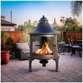 Hello Outdoors Cooking Fire Pit FP1129S Black Steel Wood Burning 360° View Durable