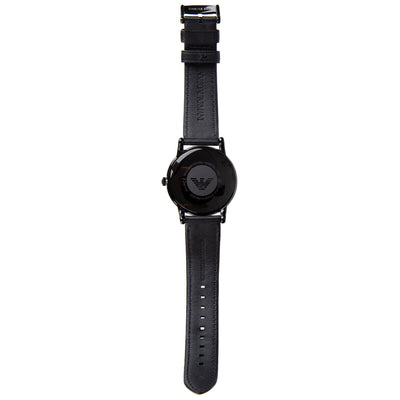 Emporio Armani Three Hand Date Black Leather Men's Watch AR1732