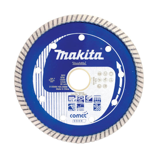 Makita Diamond Blade Turbo - 125mm x 22.23mm - For Granite & Stone Cutting - Auzzistore
