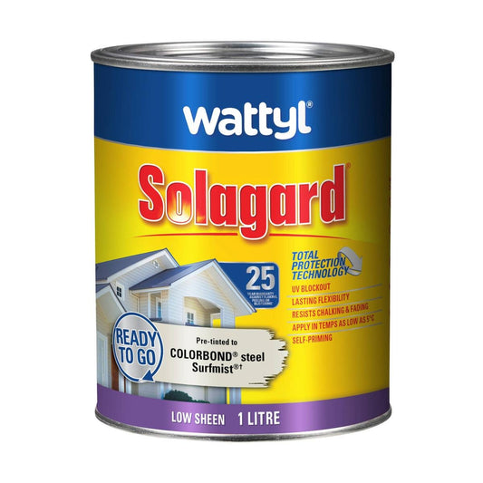 Wattyl 1L Pre Tinted Surfmist Low Sheen Solagard Exterior Paint - UV Protection, Self-Priming - Auzzistore