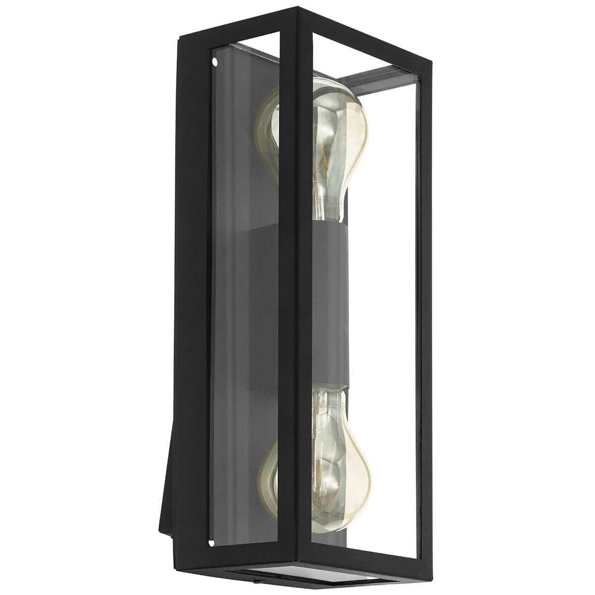 EGLO Alamonte 1 Black Exterior Wall Light | Weatherproof Outdoor Lighting | Clear Glass Panels | Modern Design