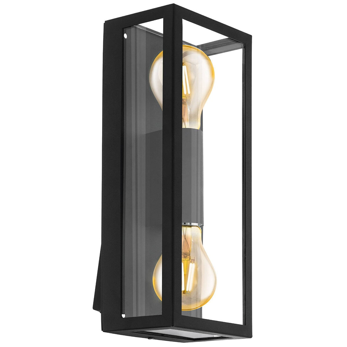 EGLO Alamonte 1 Black Exterior Wall Light | Weatherproof Outdoor Lighting | Clear Glass Panels | Modern Design