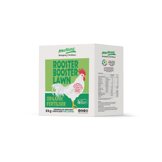 Rooster Booster Organic Lawn Food 8kg - Year-Round Nourishment - 295mm x 300mm x 165mm - Auzzistore