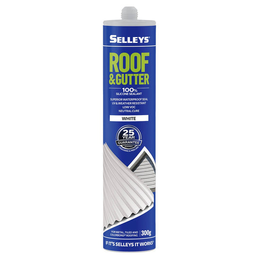Selleys Roof and Gutter Silicone Sealant - 300g - White - Waterproof, UV Resistant - Auzzistore