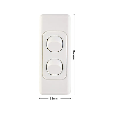 Deta Double Architrave Switch - Double Switch - 84mm Polycarbonate - Slim Design