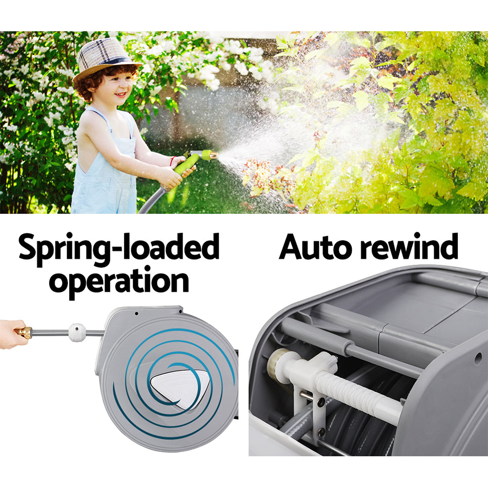 20M Retractable Water Hose Reel Garden Storage AutoRewind Spray Gun | Auzzi Store