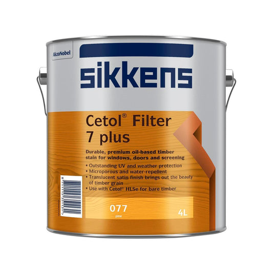 Sikkens 4L Cetol Filter 7 Plus Timber Finish - Pine 077 - 210mm x 190mm - UV Protection - Auzzistore