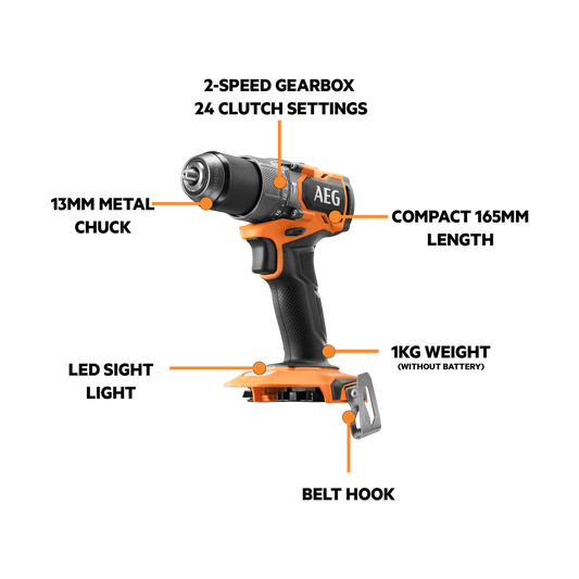 AEG Powertools 18V Brushless Sub Compact 2 Piece Kit - 4.0Ah Battery - Lightweight – view 2 - Auzzistore