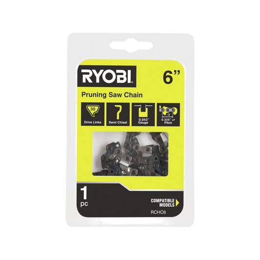Ryobi 6 Pruning Saw Chain - 0.325” Pitch - Semi-Chisel Cutters - RCHC6 - Auzzistore
