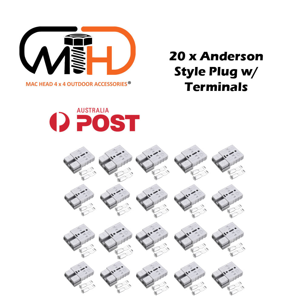 20x Anderson Style Plug connector 50AMP Caravan Trailer Solar 6AWG GREY | Auzzi Store