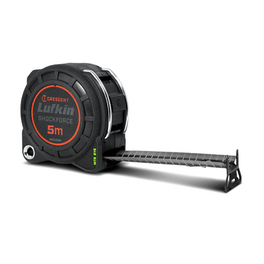 Crescent Lufkin Shockforce Nite Eye Tape Measure 5m x 30mm - Black - Durable, High Visibility - Auzzistore