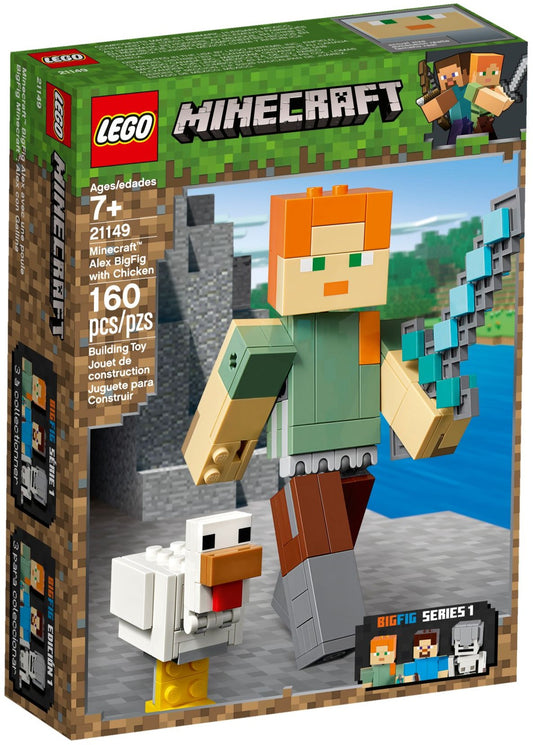 LEGO 21149 Minecraft Alex BigFig with Chicken Action Figure Toy - Auzzistore