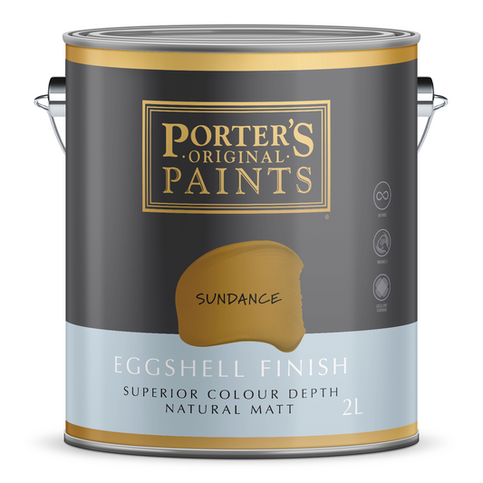 Porter S 2L Sundance Eggshell Finish Washable Paint - 2L - Turmeric - Auzzistore