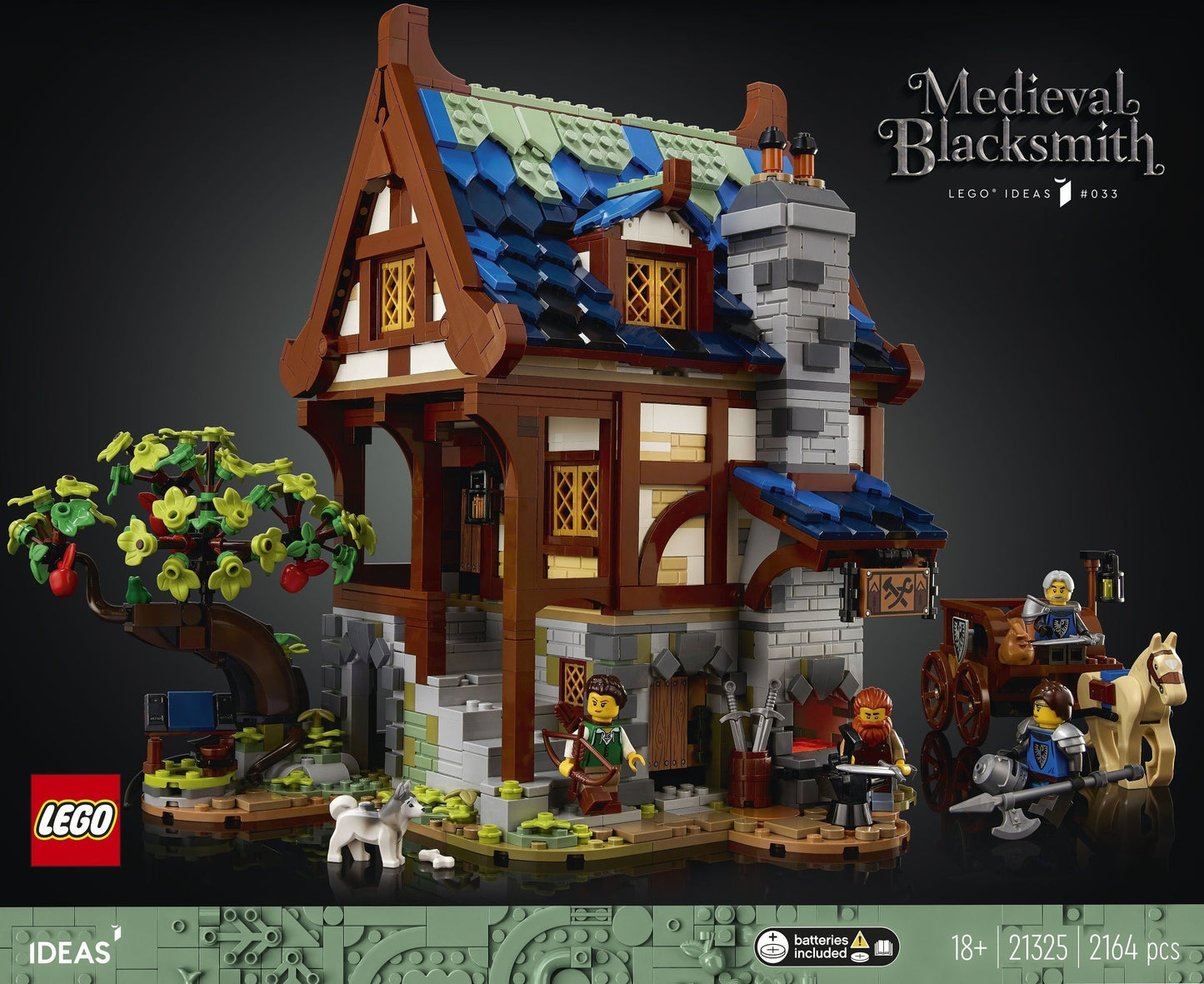LEGO 21325 Medieval Blacksmith Set: Build a 3-Level Smithy