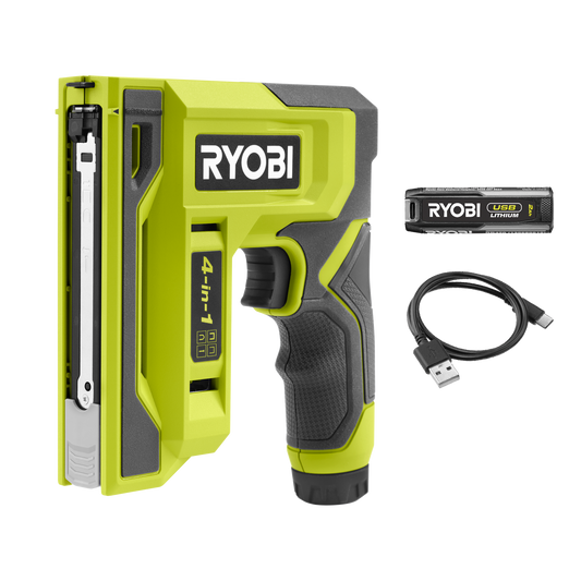 Ryobi USB Lithium 4-in-1 Stapler RST4K - 2Ah Kit - 173mm x 58mm x 225mm - Lightweight