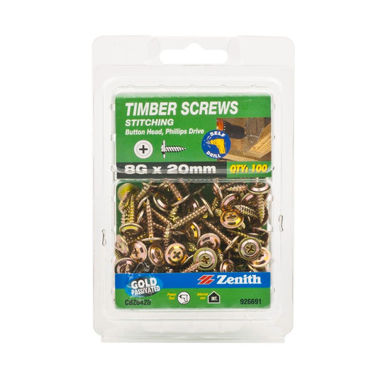 Zenith Timber Screws 8g x 20mm Gold Passivated 100 Pack Benefits - Auzzistore