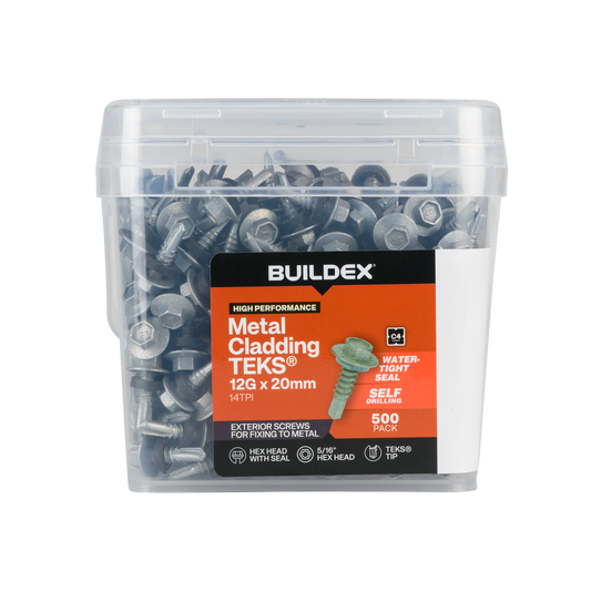 Buildex 12g x 20mm Cladding Fencing Teks Screws - 500 Pack - Self-Drilling - Corrosion Resistant - Auzzistore