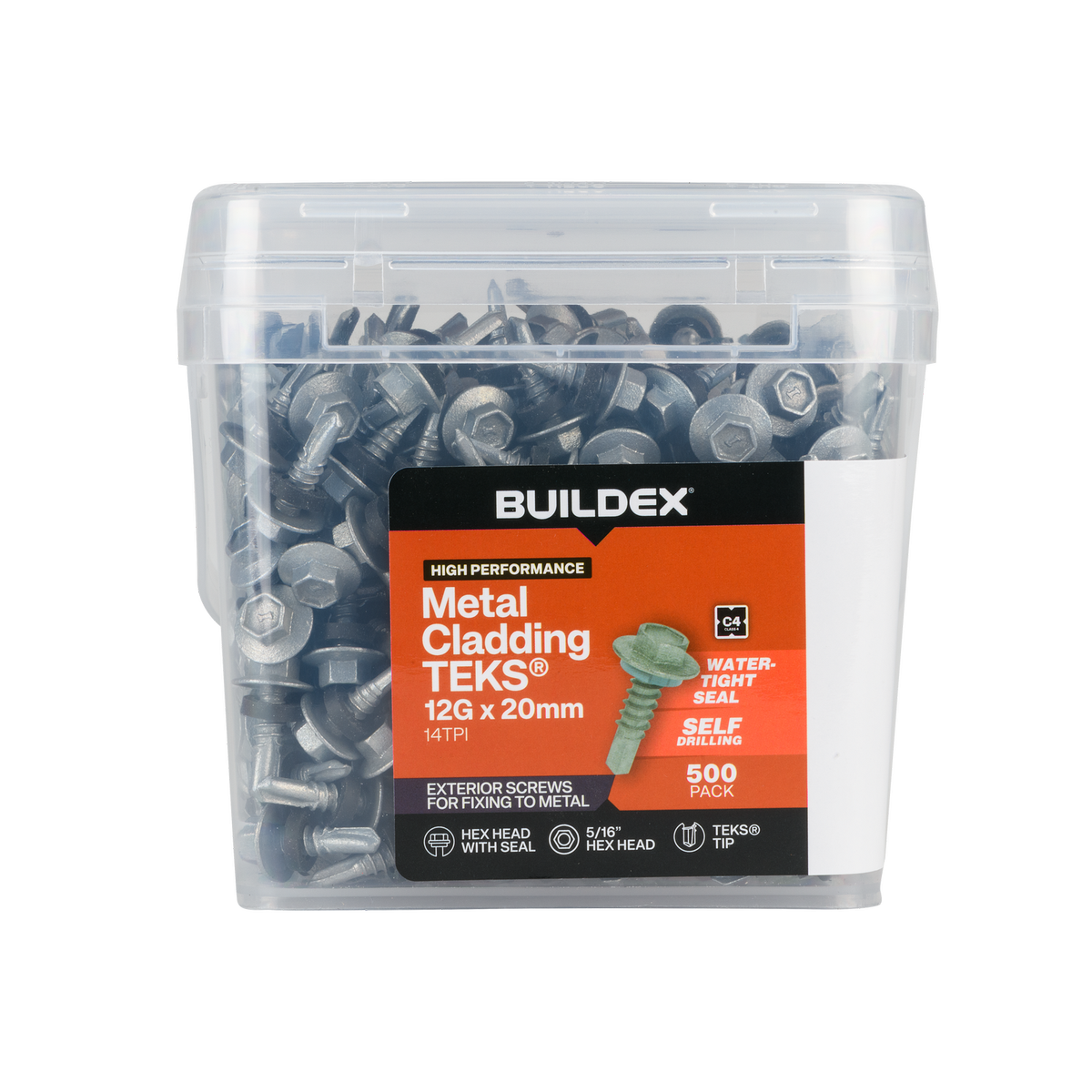 Buildex 12g x 20mm Cladding Fencing Teks Screws - 500 Pack - Self-Dril ...