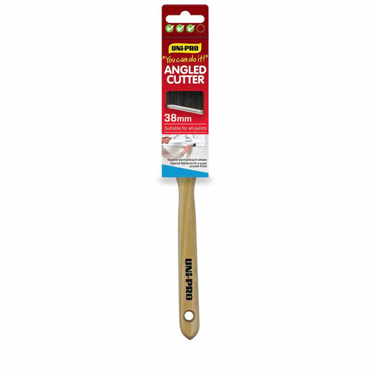 UNi-PRO Angled Sash Cutter Brush - 38mm - Timber - Precision Finish - Auzzistore