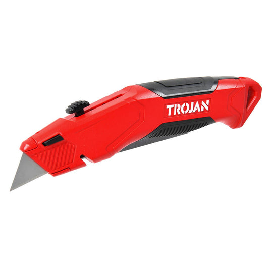 Trojan Retractable Utility Knife - Zinc Alloy - 3 SK5 Blades - 71.6mm x 12.7mm x 245mm - Auzzistore