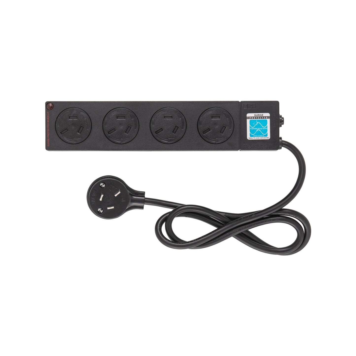 Hpm 4 Outlet Black General Purpose Surge Protected Powerboard