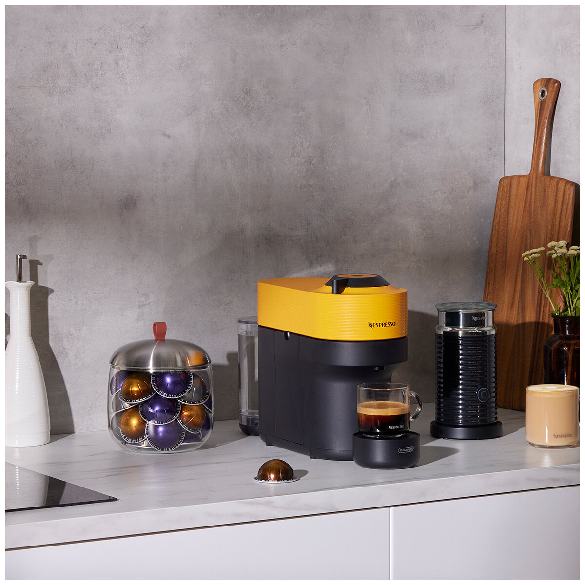 Nespresso De'Longhi Vertuo POP Coffee Machine Bundle Yellow ENV90