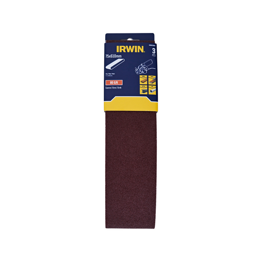 Irwin Sanding Belt 3 Pack - 75 x 610mm - 80 Grit - Aluminium Oxide - Medium Stock Removal - Auzzistore