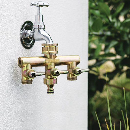 Holman 3 Way Metal Tap Outlet - 152mm x 118mm x 56mm - Gold – view 2 - Auzzistore
