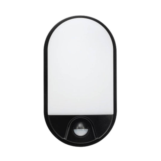 Brilliant Lighting 10W Barnet Slimline Oval Bunker Security Sensor Light - 115mm x 208mm - Black - Motion Detection - Weather Resistant