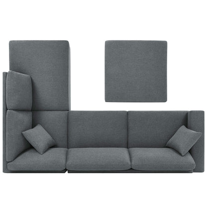 Thomasville Fabric Sectional With Storage Ottoman 3 Piece