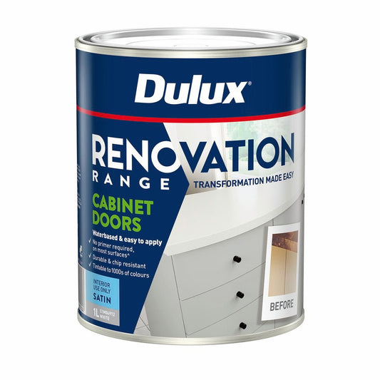 Dulux White Satin Cabinet Doors 1L - Water-Based Interior Coating - Auzzistore