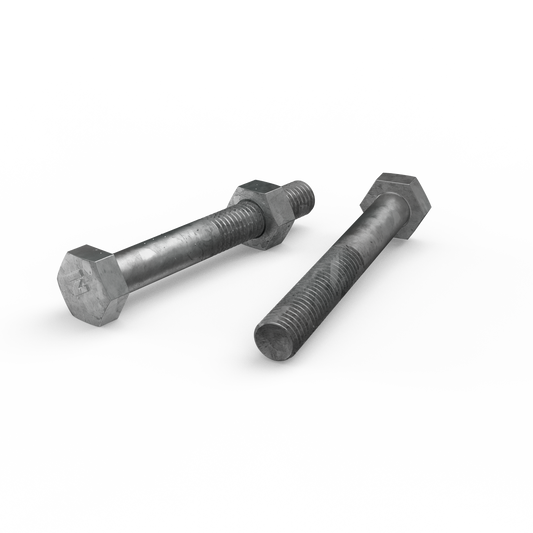 Zenith M10 x 75mm Hot Dip Galvanised Hex Head Bolts and Nuts - Grey - Each - Auzzistore