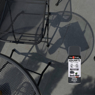 White Knight Squirts Black Satin Spray Paint 310g Solvent Based Durable