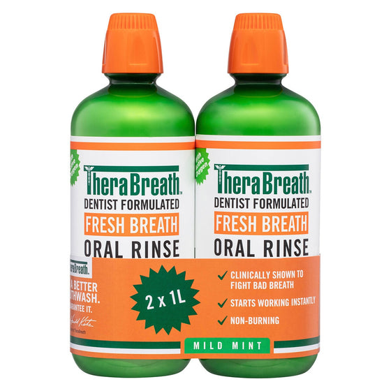 TheraBreath Mild Mint Mouthwash 2 x 1L - Auzzistore