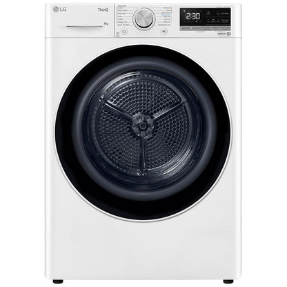 LG 8kg Heat Pump Dryer DVH5-08W White - Finish: White, Energy-Efficient Drying