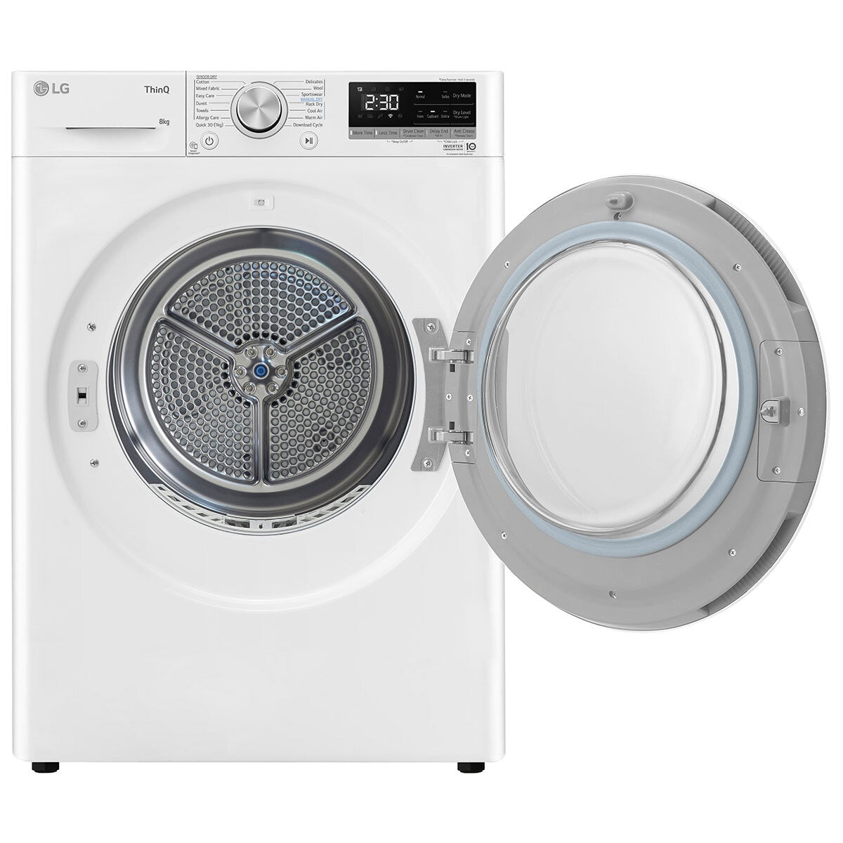 LG 8kg Heat Pump Dryer DVH5-08W White - Finish: White, Energy-Efficient Drying