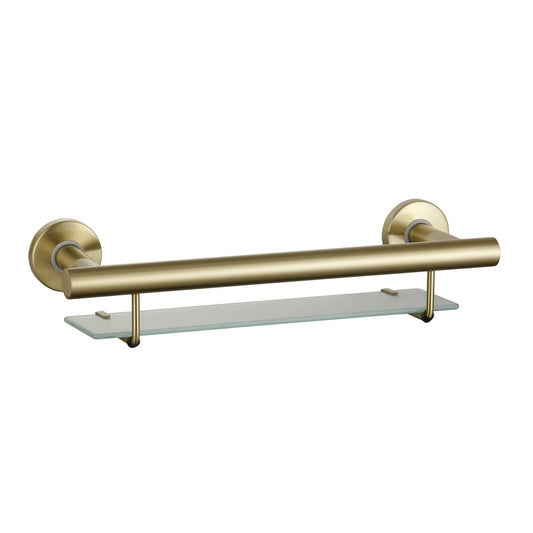 Evekare 490mm Brushed Brass Bath Shelf with Grab Rail - Durable - Safety Support
