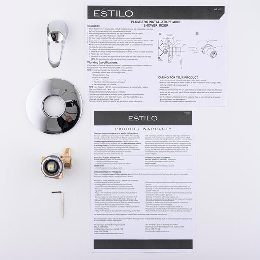 Estilo Chrome Shower Mixer - Brass - 30mm Cartridge - 115mm Backing Plate - Compact Design – view 2 - Auzzistore