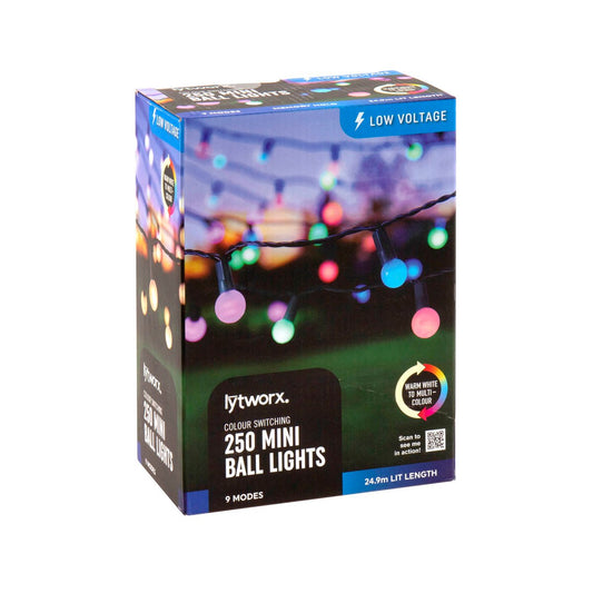 Lytworx Colour Switch Mini Ball Lights 250 Pack - 24.9m - Energy Efficient - Indoor/Outdoor - Auzzistore