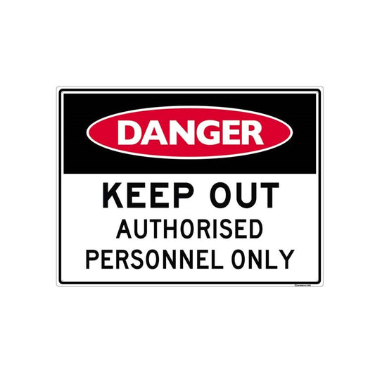 Sandleford Authorised Personnel Only Plastic Sign 450 x 600mm White/Black & Red - Auzzistore