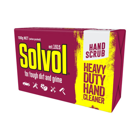 Solvol Heavy Duty Hand Cleaner Bar 100g - 82mm x 49mm x 22mm - Removes Dirt, Grease, Oil