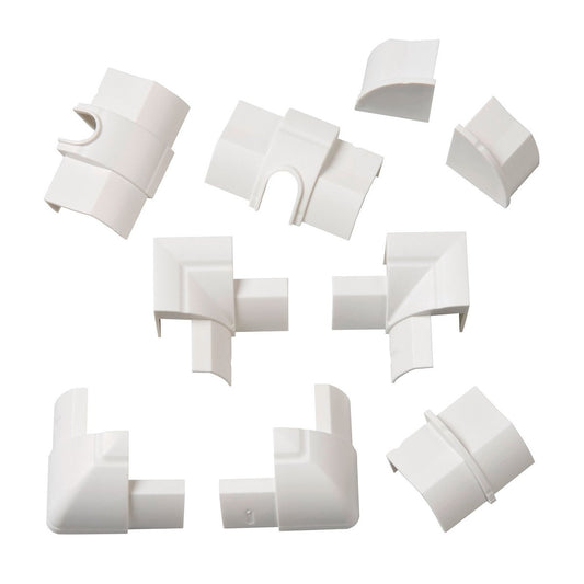 D Line Cable Cover Accessories - 9 Pieces - 22 x 22mm - White