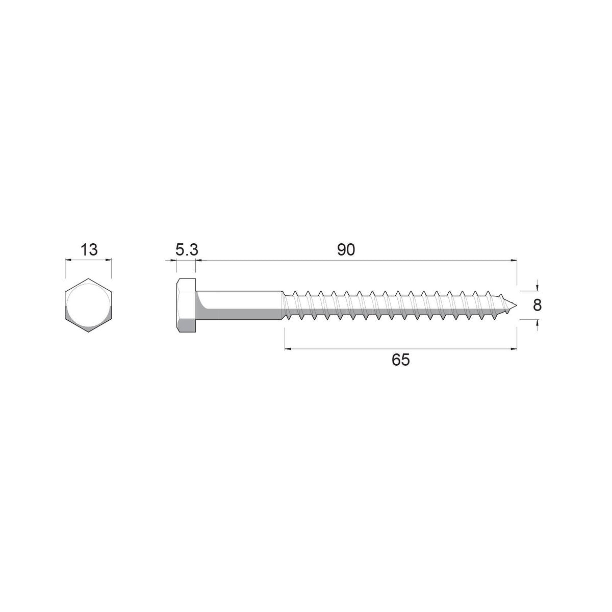Zenith Hot Dip Galvanised Hex Head Coach Screws M8 x 90mm 25 Pack