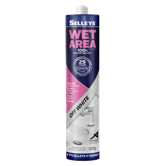Selleys 300g Off White Waterproof Silicone Sealant - Mould Resistant - 25-Year Guarantee - Auzzistore