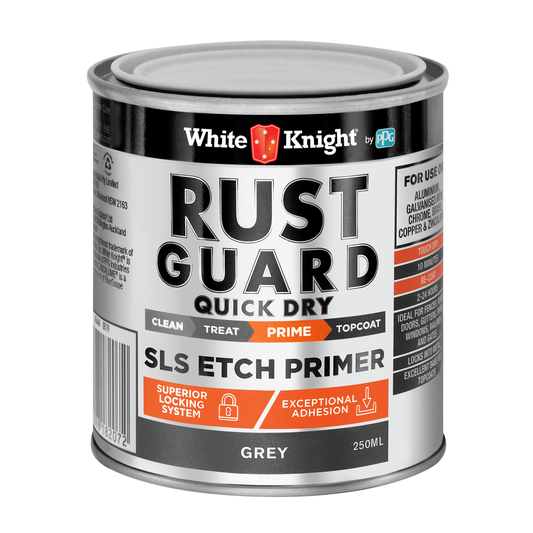 White Knight Rust Guard Quick Dry SLS Etch Primer Paint 0.25L - Grey - Rust Protection - Auzzistore