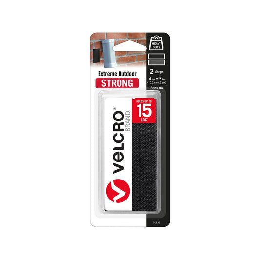 Velcro Brand Extreme Outdoor Strip - 50mm x 10cm - Black - 2 Pack - Weather Resistant - Auzzistore