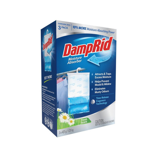 Damprid Fresh Scent Hanging Moisture Absorber 3 Pack - 155mm x 235mm - Moisture Control