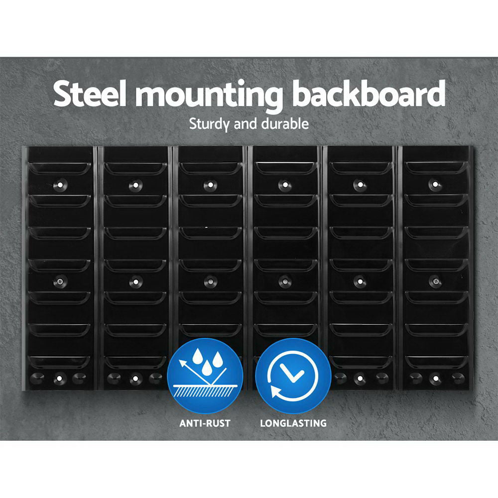 24 Bin Wall Mounted Rack Storage Tools Steel Board Organiser Work Bench Garage | Auzzi Store