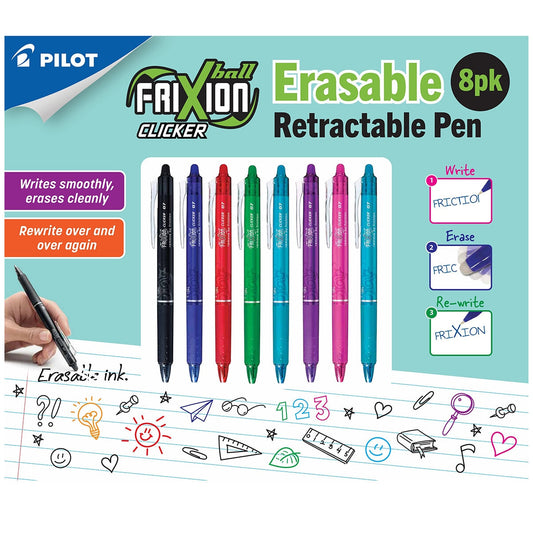 Pilot Frixion Erasable Retractable Pen 8 Pack Rainbow